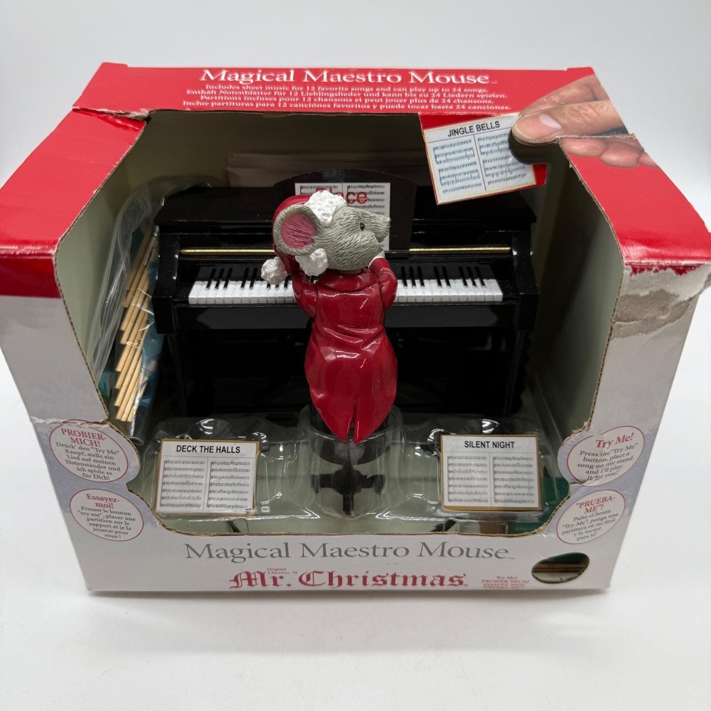 Mr. Christmas Magical Maestro Mouse Animated Musical Piano 24 Songs 2006 Boxed